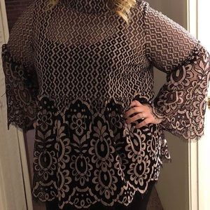 Sheer lane Bryant top blush and black lace